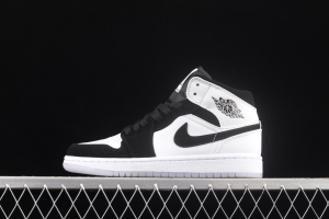 Air Jordan 1 Mid Diamond Shorts pearlescent white and black panda DH6933-100