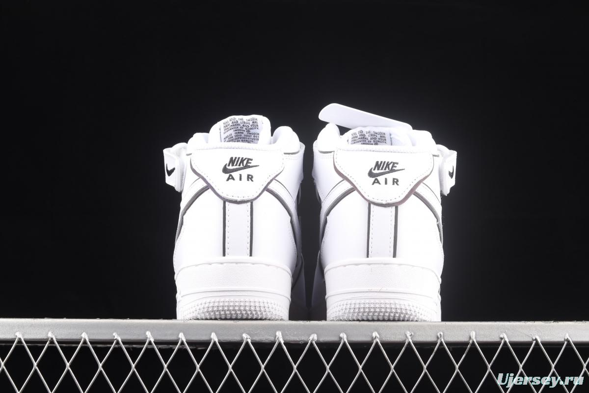 NIKE Air Force 1' 07 Mid laser white 3M reflective medium-help leisure sports board shoes 368742-810