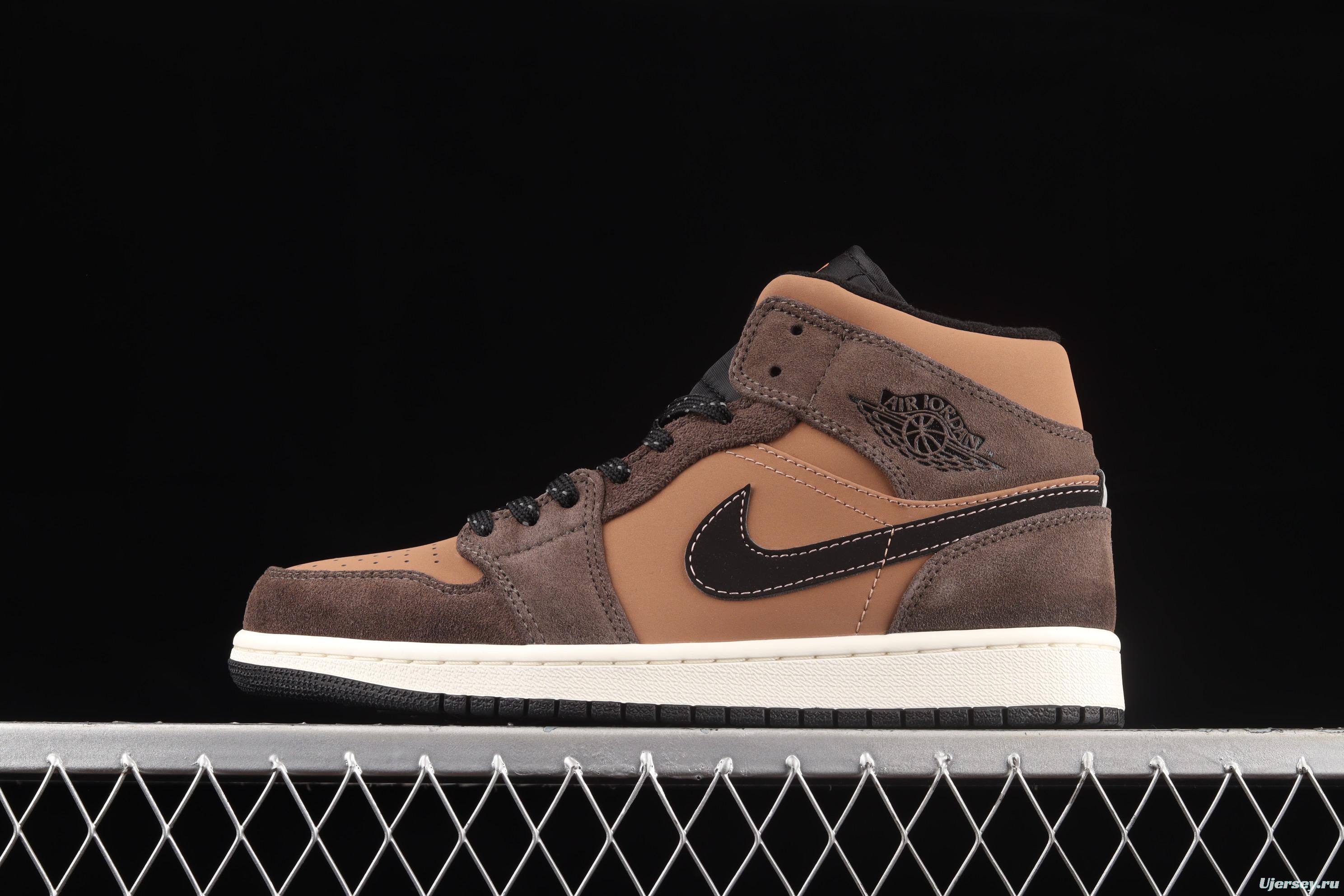 Air Jordan 1 Mid Chocolate Brown medium side Culture Basketball shoes DC7294-200