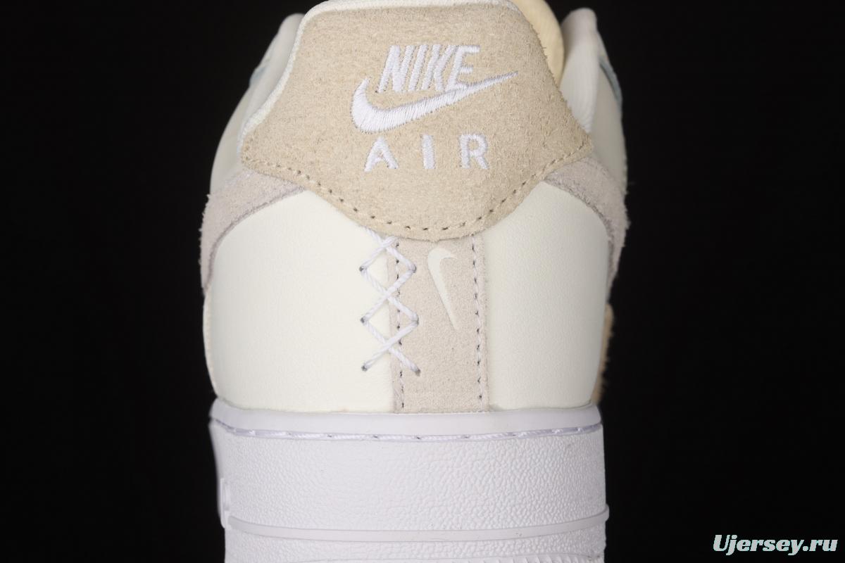 NIKE Air Force 11607 Beach Coconut Milk Leather Milk Tea splicing low-top leisure sports board shoes DD6618-100