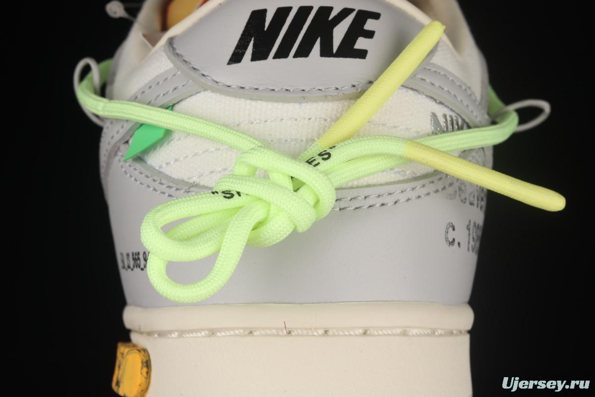 OFF-White x NIKE DUNK Low OW white gray leisure sports skateboard shoes DM1602-128,