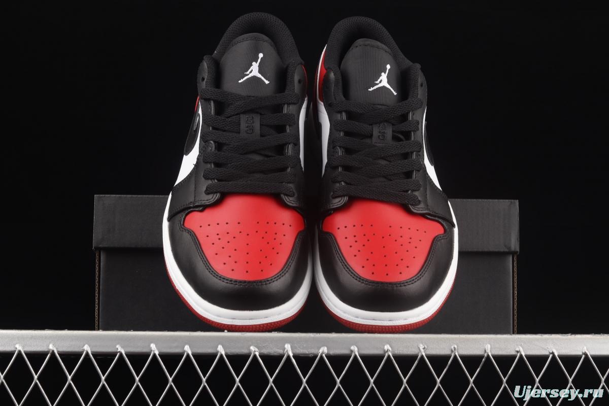 Air Jordan 1 Low black and red toe low top cultural basketball shoes 553558-612