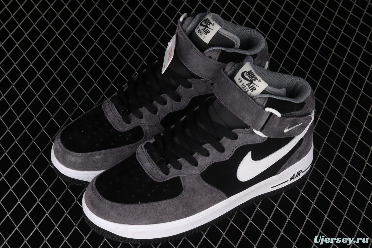NIKE Air Force 1' 07 Mid dark black and gray suede medium top casual board shoes QT3369-996