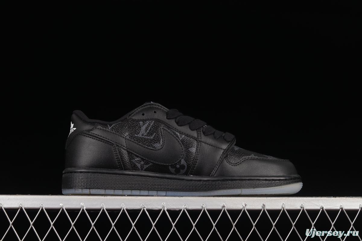 LV x Air Jordan 1 custom low-top retro culture basketball shoes CQ4277-003