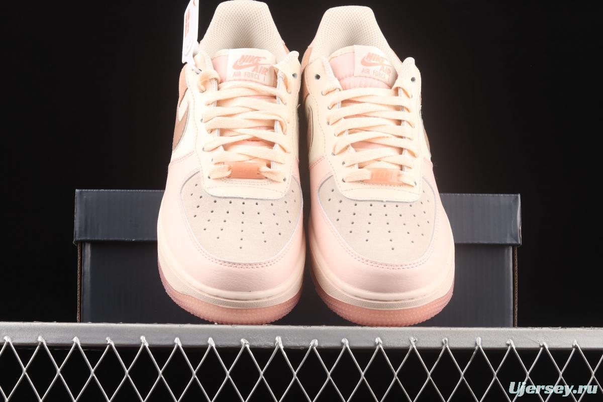 NIKE Air Force 1x07 Low light powder spliced low upper casual board shoes 896185-603