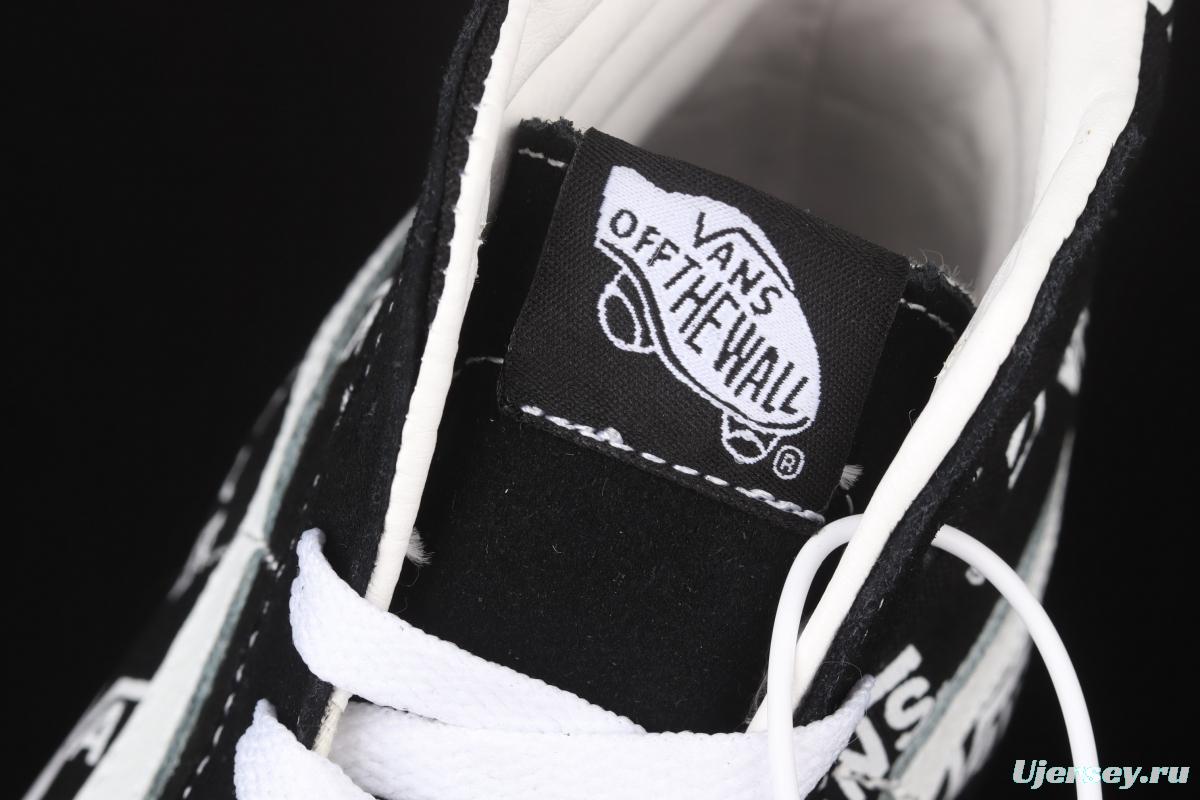 Vans SK8-Hi classic black and white letters logo high top casual board shoes VN0A4U3CTDW