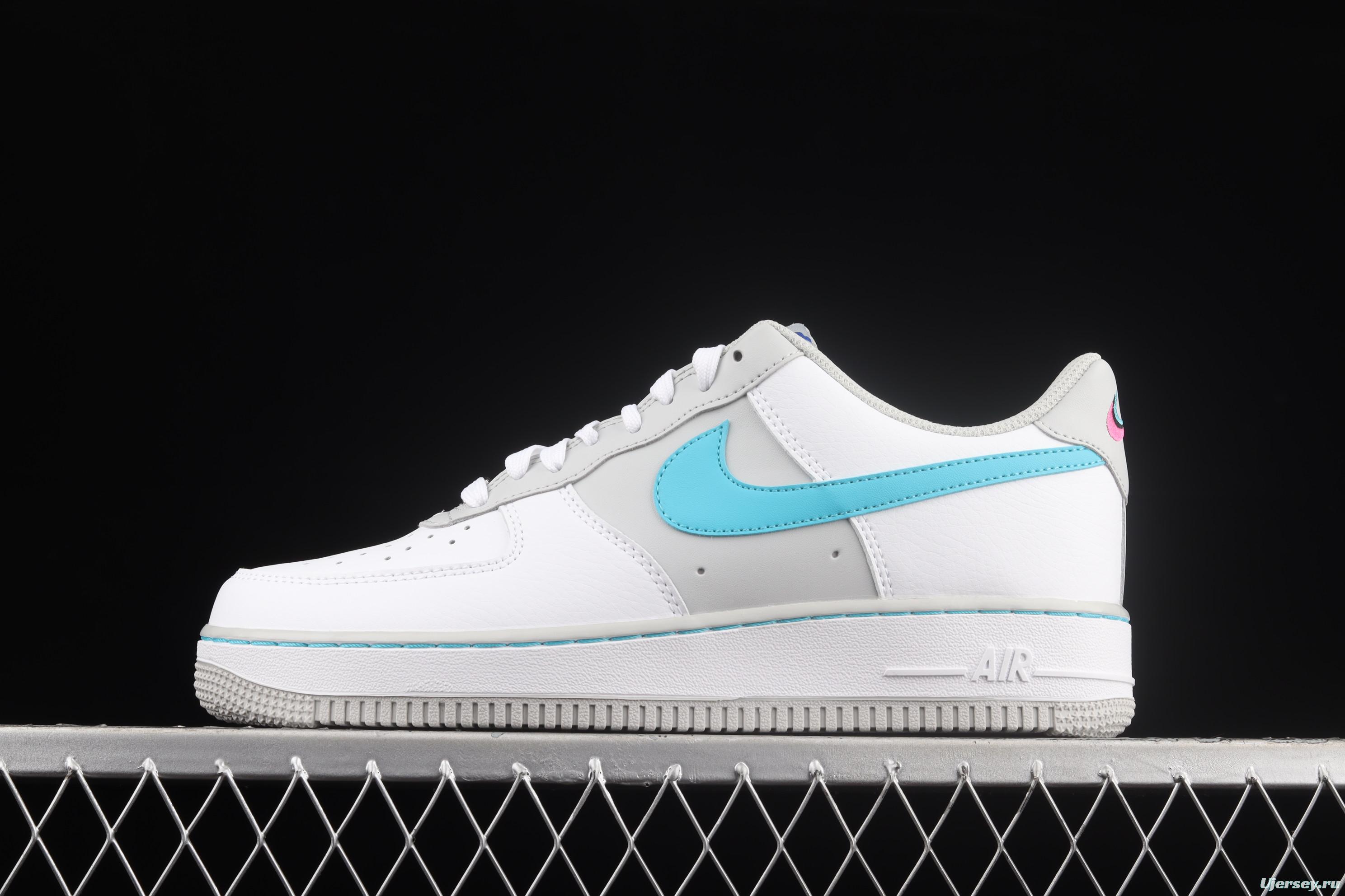 NBA x NIKE Air Force 1x 07 Low white, blue, yellow, mandarin duck hook low-top casual board shoes DC8874-100