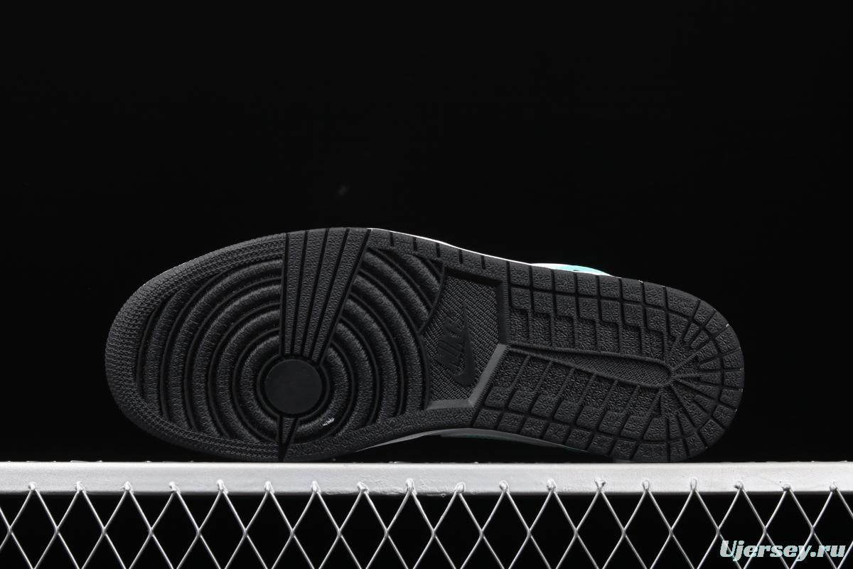 Air Jordan 1 Mid black and blue basketball shoes 554724-132