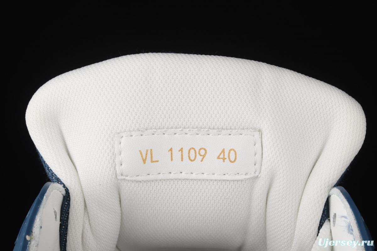 Authentic LV 2021ss early spring fashion catwalk sneakers 400N Blue denim