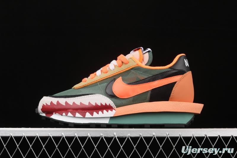 BAPE Shark Mouth x Sacai x Nike LVD Waffle Daybreak co-signed catwalk style double hook Swoosh running shoes BV0073-081