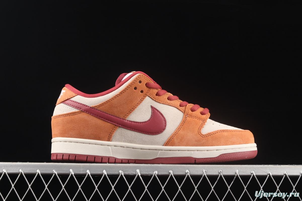 NIKE SB DUNK Low Pro brown-red color matching low-top casual board shoes BQ6817-202