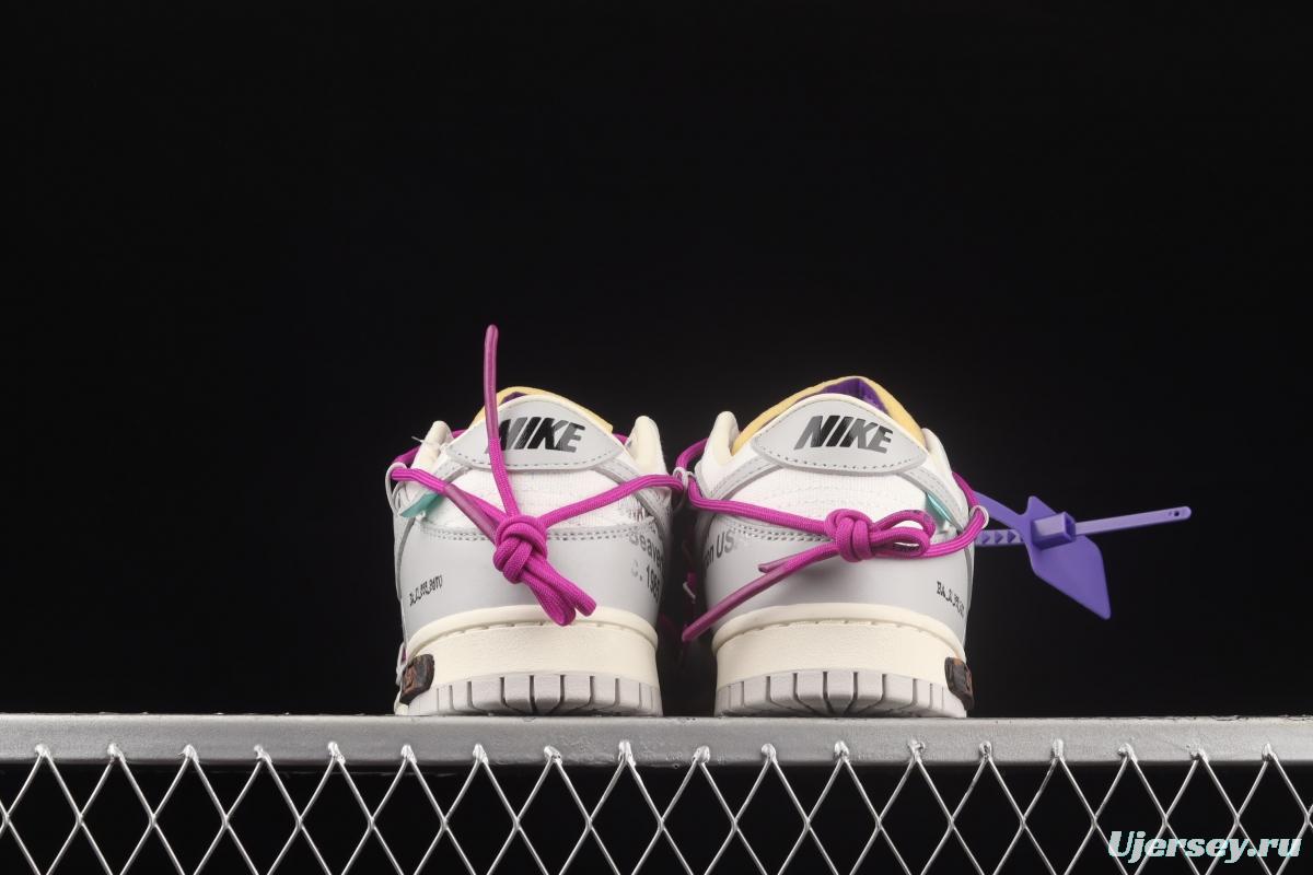 OFF-White x NIKE DUNK Low OW white gray leisure sports skateboard shoes DM1602-111,