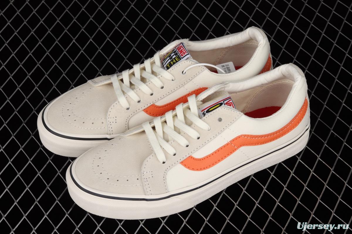 Vans Sk8-Low Reissue S classic white rice and white orange low-top leisure canvas vulcanized board shoes VN0A4UW14WU