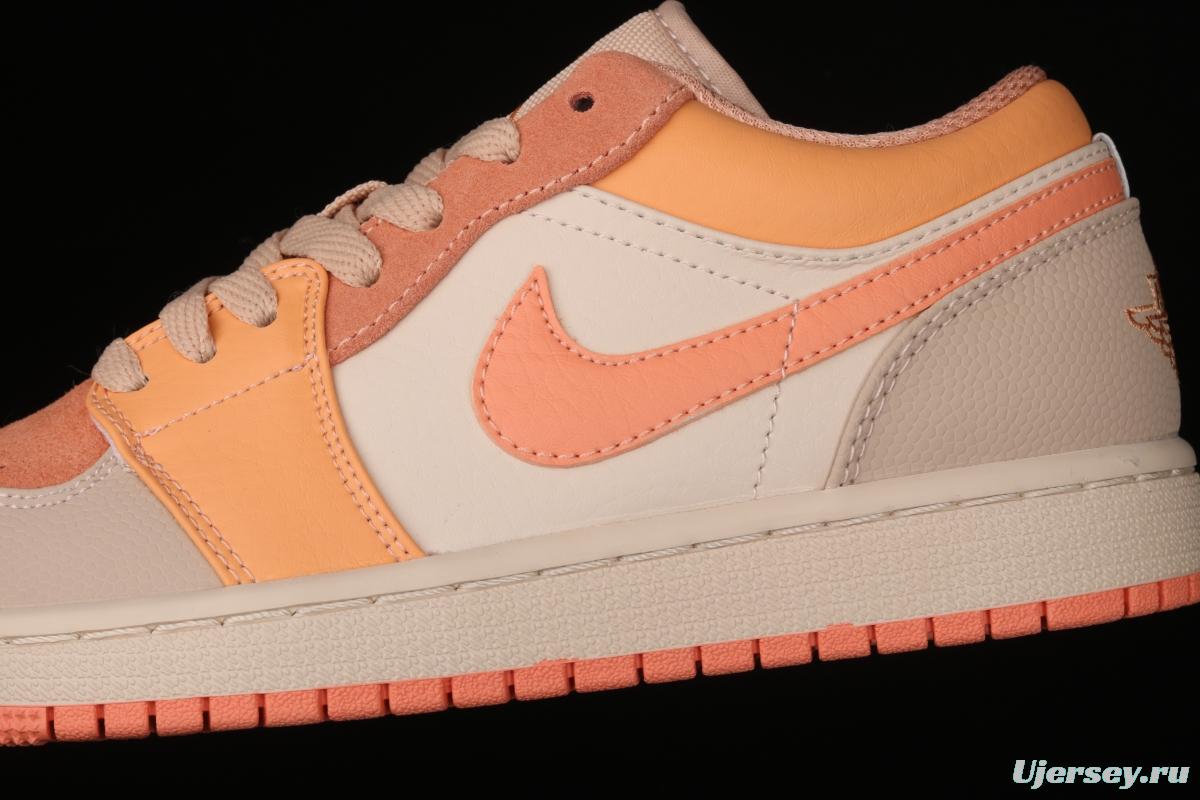 Air Jordan 1 Low orange powder splicing low-side all-purpose leisure sports board shoes DH4271-800