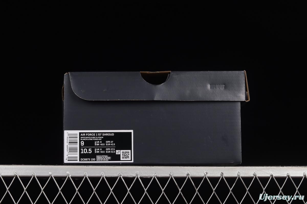 NIKE Air Force 1'07 Low Shroud zipper all white low-top casual sneakers DC8875-100