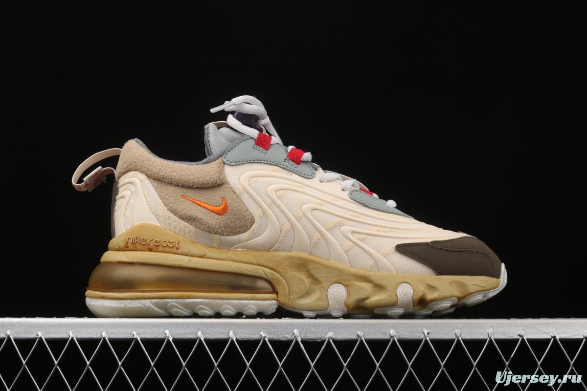 Travis Scott x NIKE Air Max 270React TS co-branded half-palm air cushion running shoes CT2864-200