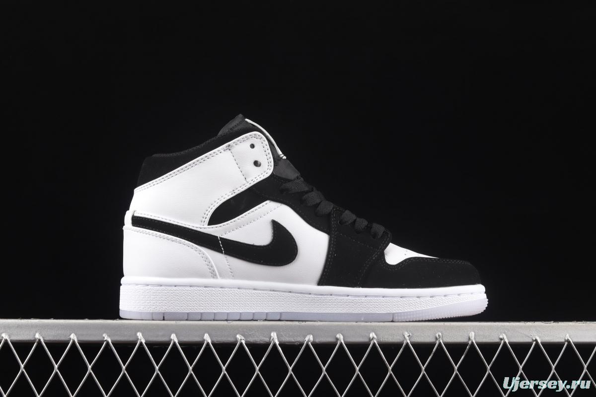 Air Jordan 1 Mid Diamond Shorts pearlescent white and black panda DH6933-100