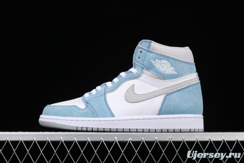 Air Jordan 1 Hyper Royal washed North Carolina high top basketball shoes 555088-402