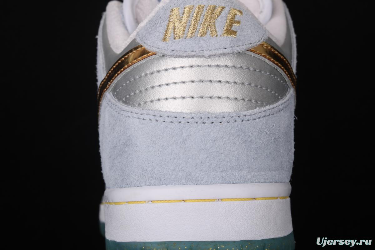 Sean Cliver x NIKE SB DUNK Low Pro QS artist's skateboard shoes DC9936-100 with lower top