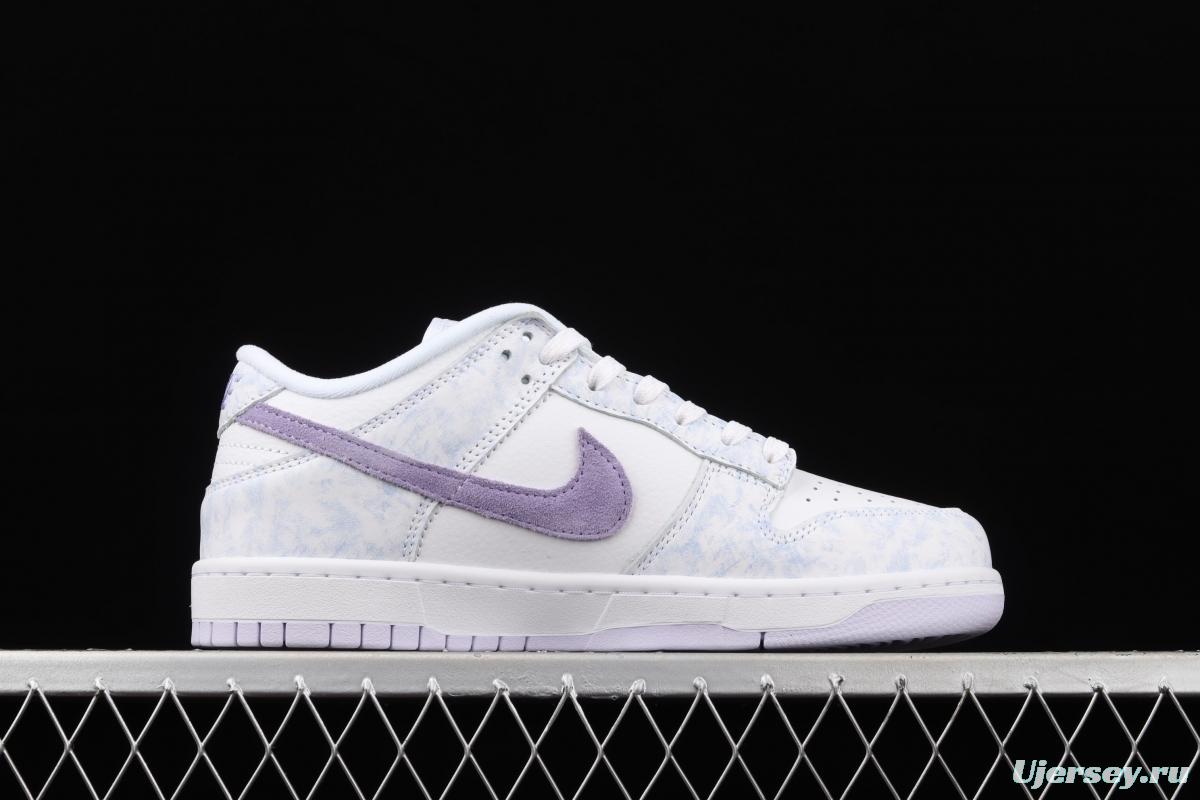 NIKE SB DUNK Low Prm white light purple color SB buckle rebound fashion leisure board shoes DM9467-500