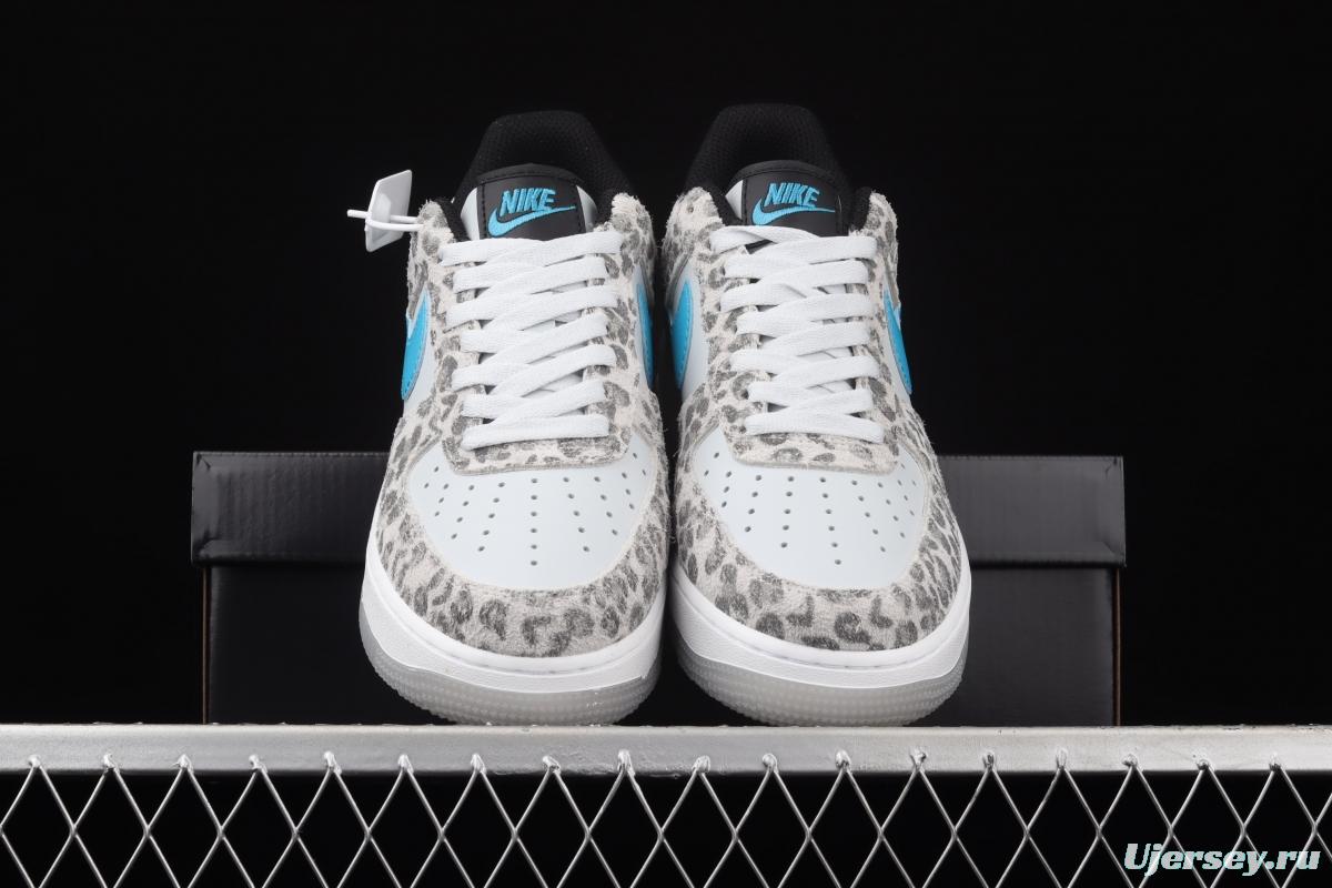 NIKE Air Force 1 Low Leopard gray, white and blue leopard print low-top casual board shoes DDJ6192-001