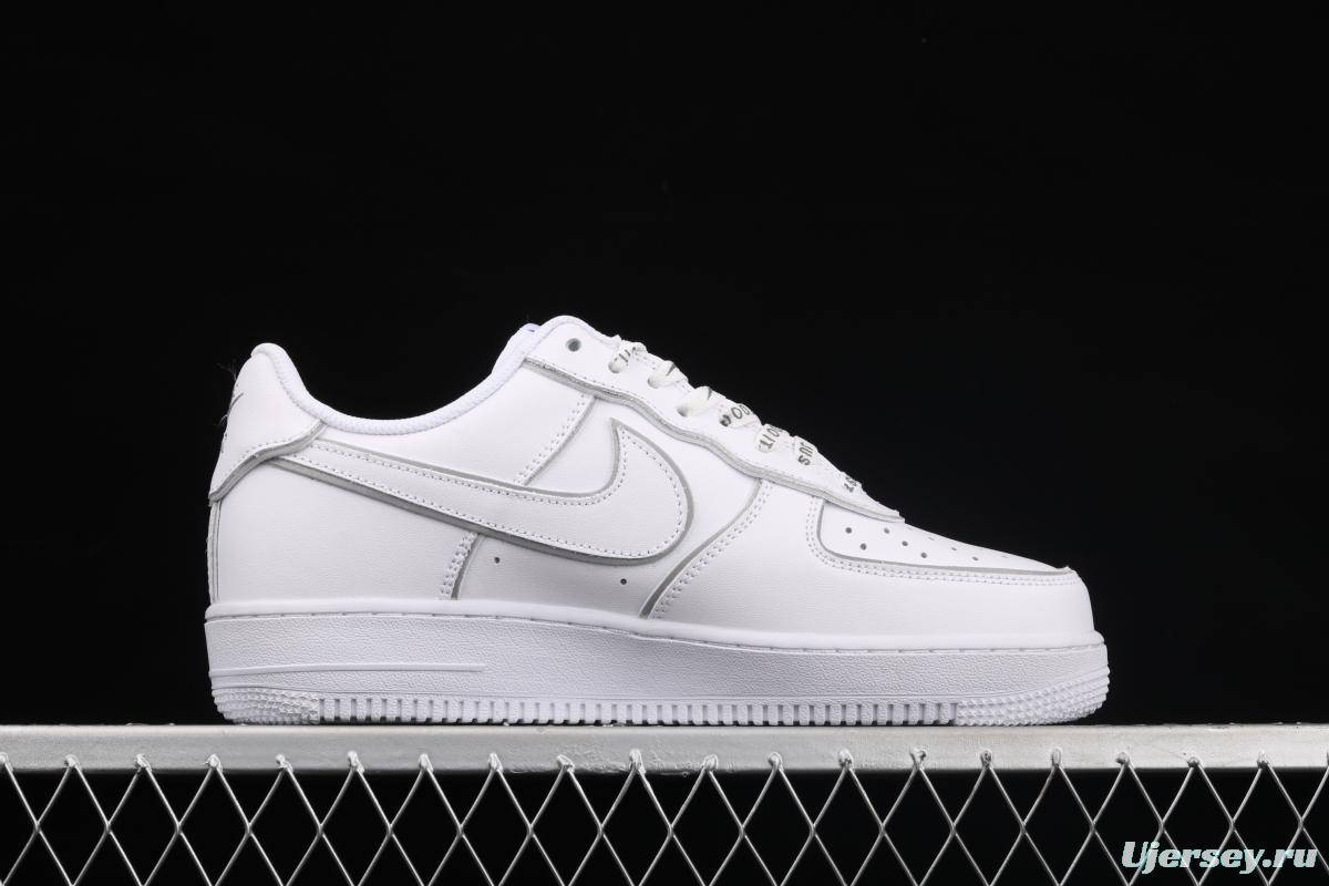 Stussy x Nike Air Force 1 Low Stussy co-named white dazzling color reflective low-top casual board shoes BQ6246-019