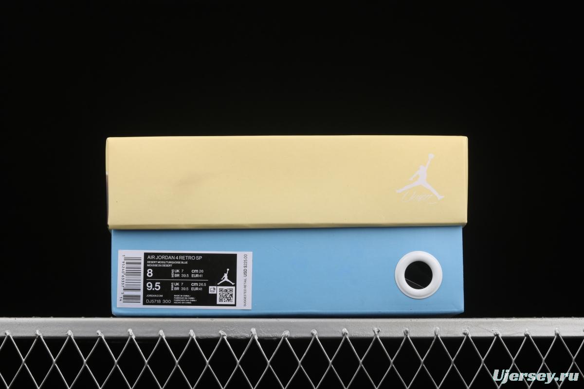 Union LA x Nike Air Jordan 4 Retro Desert Moss turquoise purple sports culture basketball shoes DJ5718-300
