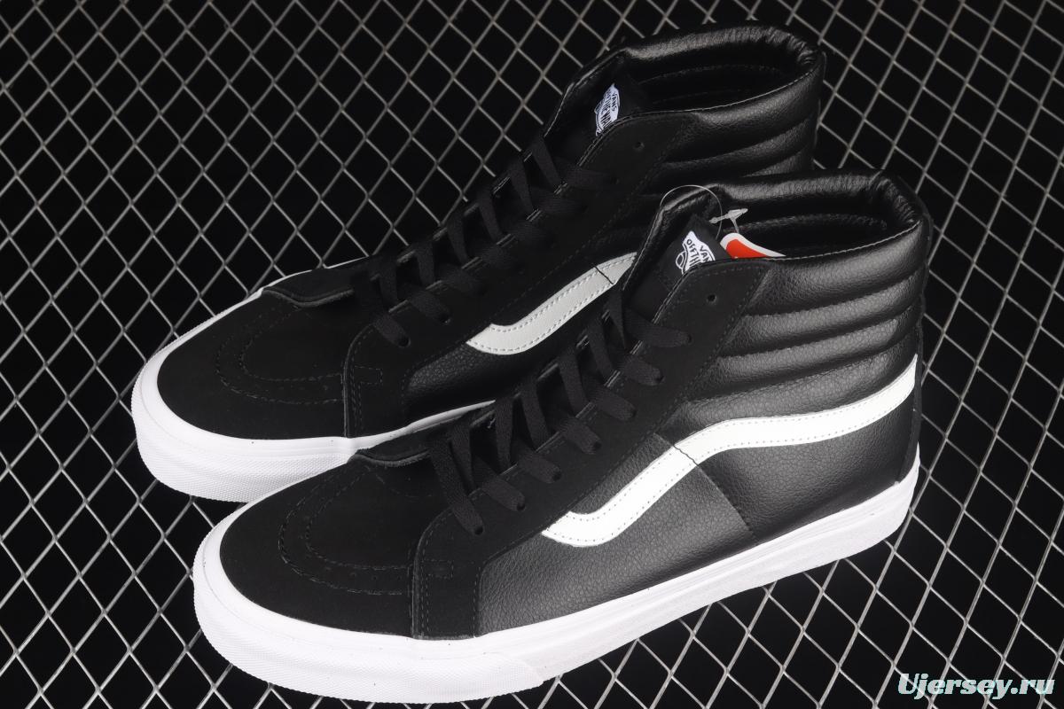 Vans Sk8-Hi black and white leather high-top casual board shoes VN0A4U3DNA0