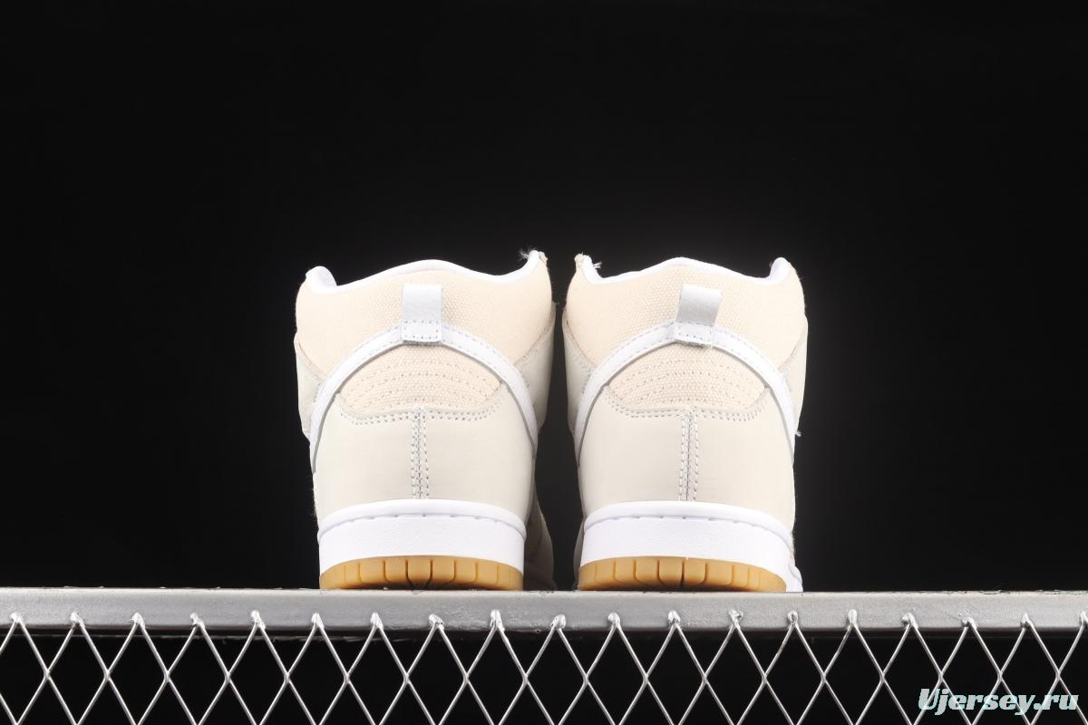 NIKE SB DUNK High Unbleached Pack linen color SB buckle rebound fashion casual board shoes DA9626-100