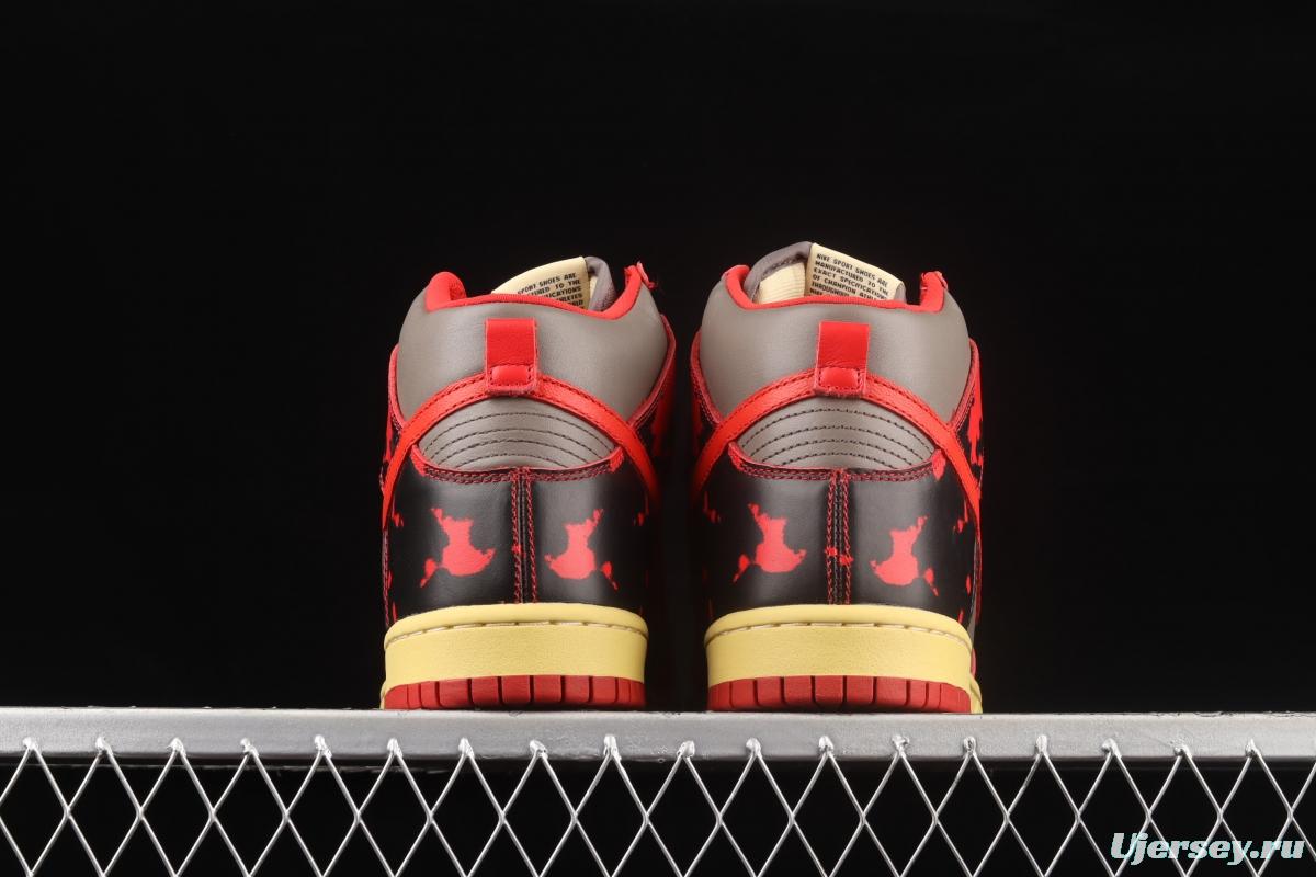 NIKE DUNK High 1985 Red Camo gray-black and red pickled high-top casual board shoes DD9404-600