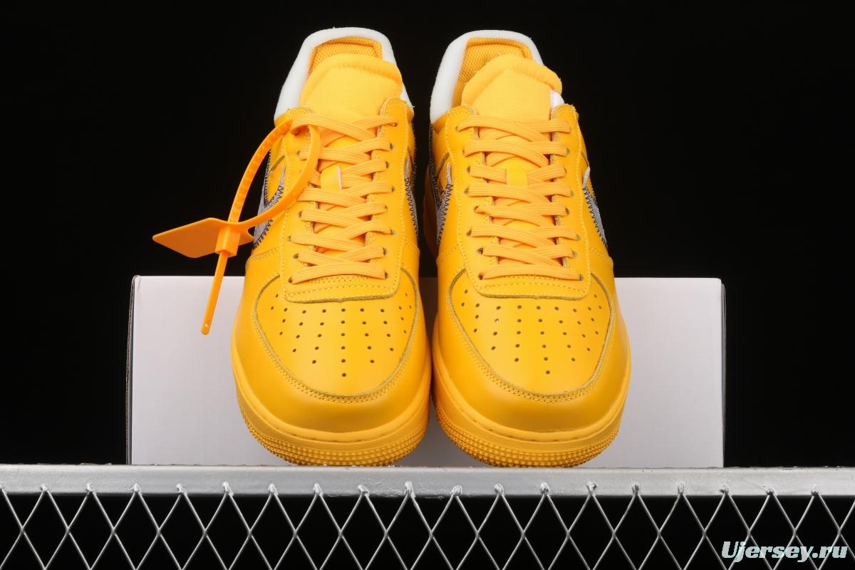 OFF-White x NIKE Air Force 1 x OFF White University Gold co-branded gold and silver hook low-top casual board shoes DD1876-700