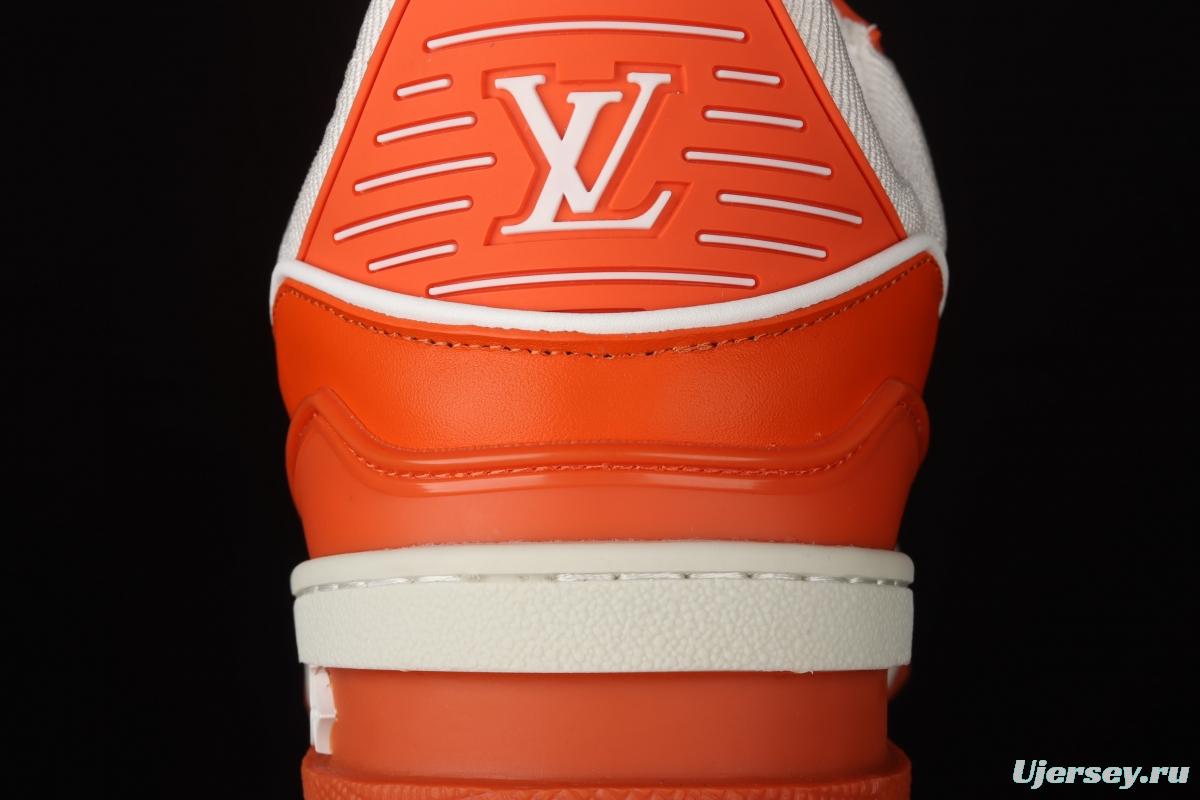 Authentic LV 2021ss early spring fashion catwalk sneakers 400N ORANGE White