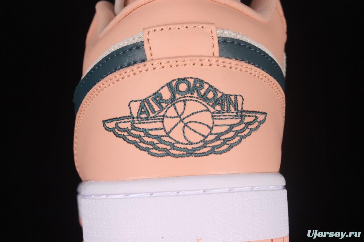 Air Jordan 1 Low pink green low top cultural board shoes DC0774-800