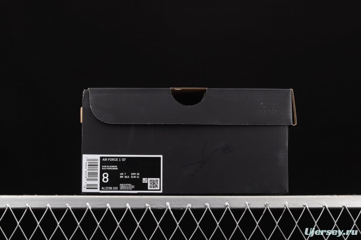 NIKE Air Force 1x07 Low dark blue stitching low-top casual board shoes AL2236-103