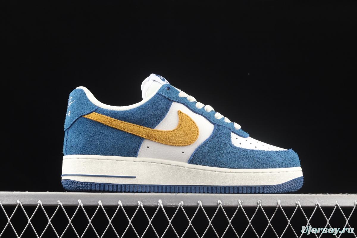 NIKE Air Force 1x07 Low blue, white and yellow color low-top casual board shoes BQ8988-103