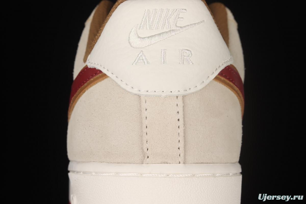 NIKE Air Force 1x07 SU19 rice white Chinese red suede low-top casual board shoes QZ3068-226