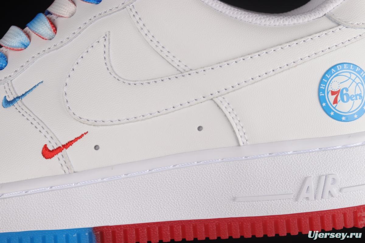 NIKE Air Force 1'07 Low Philadelphia 76ers white, blue and red low-top casual sneakers AI5958-300