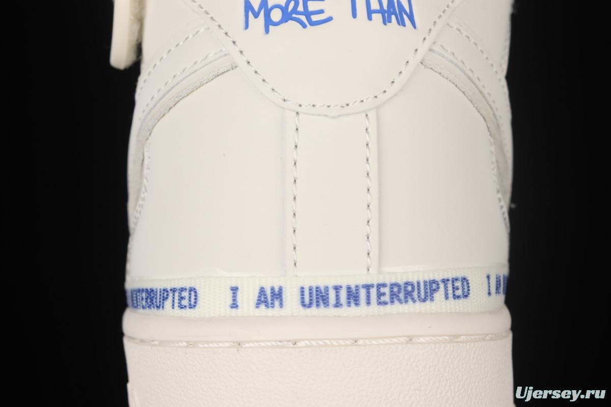 Uninterrupted x NIKE Air Forece 1107Mid MORE THAN Mibao Blue signature graffiti to help Mantianxing 3M reflective leisure board shoes NU3060-686