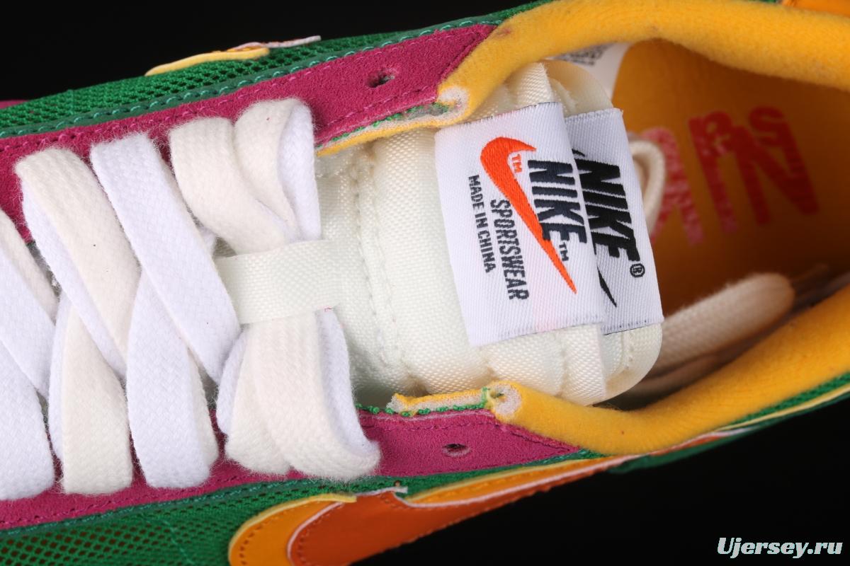 Sacai x NIKE LVD Waffle Daybreak co-signed catwalk style net gauze leather splicing double hook Swoosh running shoes BV0073-301
