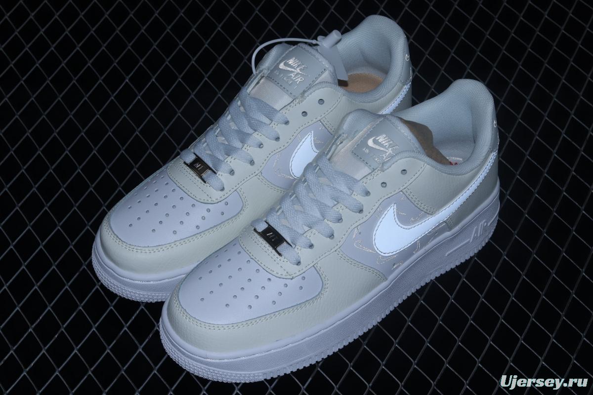 NIKE Air Force 1' 07 Low simple white 3M reflective low-top casual board shoes DR7857-100