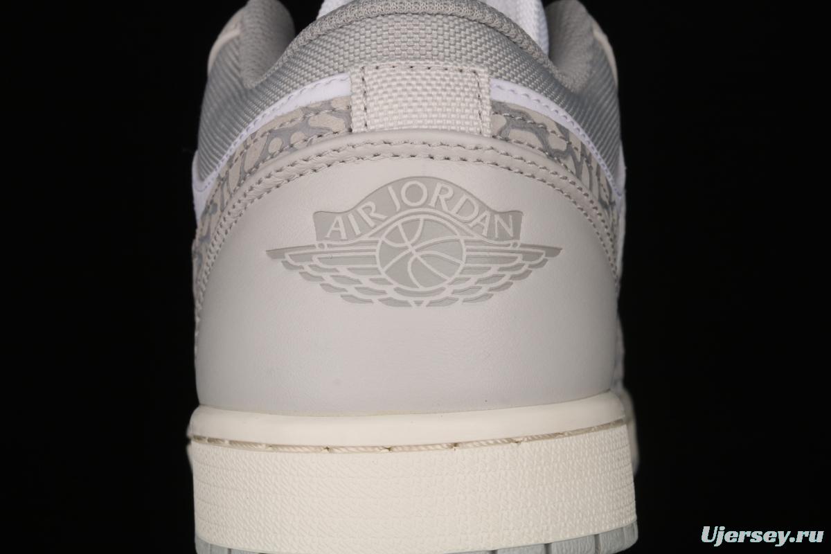 Air Jordan 1 Low Prm Elephant Print low side white ash explosion crack DH4269-100