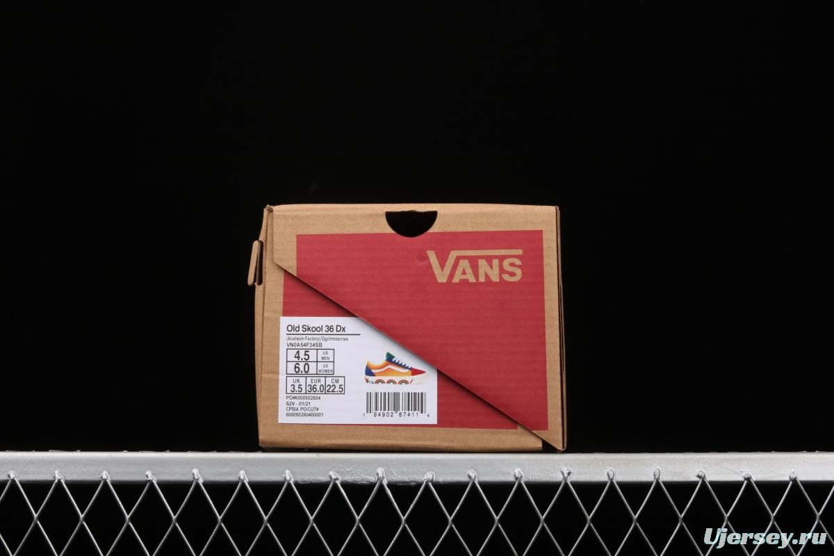 Vans Old Skool 36 limits high-end regional Anaheim color rainbow low-top casual board shoes VN0A54F34SB