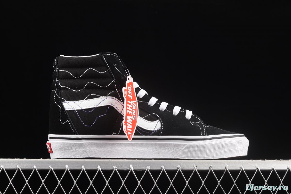 Vans Sk8-Hi joint line design black classic high-top casual board shoes VN0A4RWY2WT