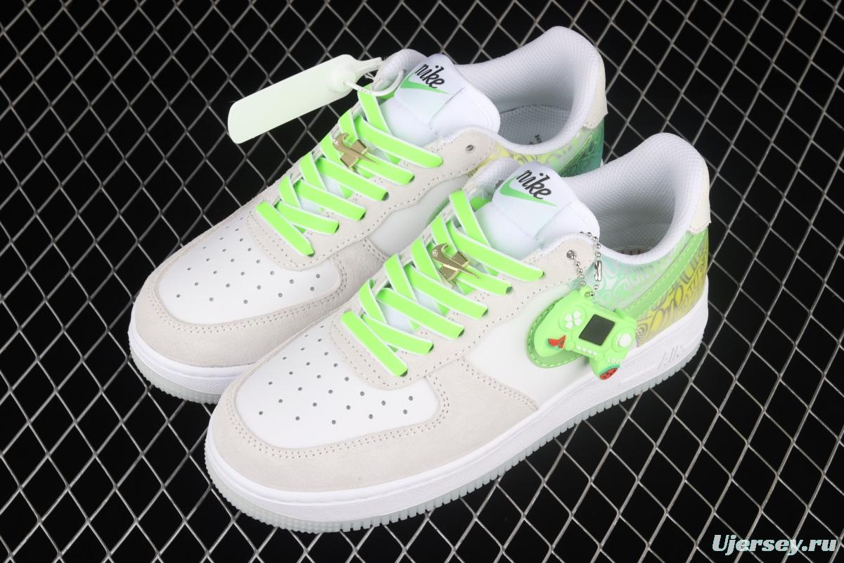 NIKE Air Force 1x 07 ESS video game 3D Apple green low-top casual board shoes DA8302-555