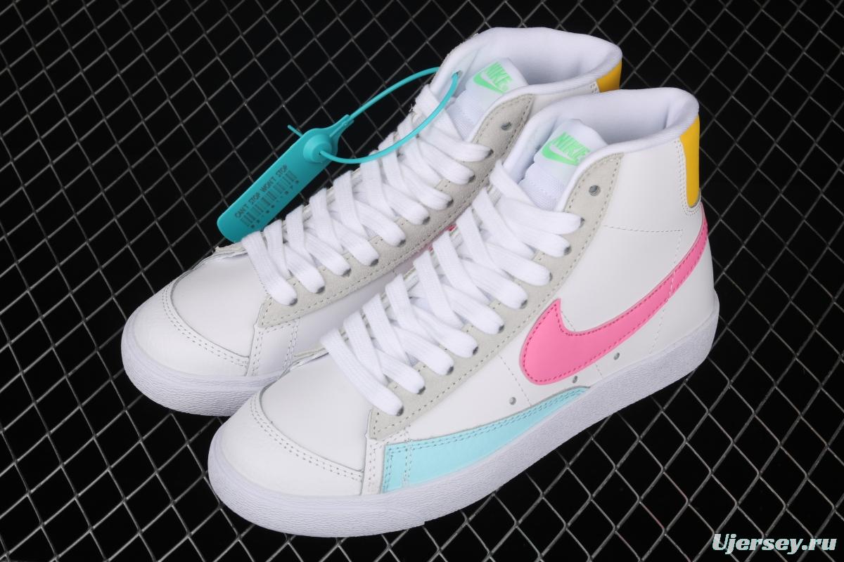 NIKE Blazer Mid'77 Vntg Suede Mix Trail Blazers engraved classic leather-faced candy-colored high-top board shoes DA4295-100