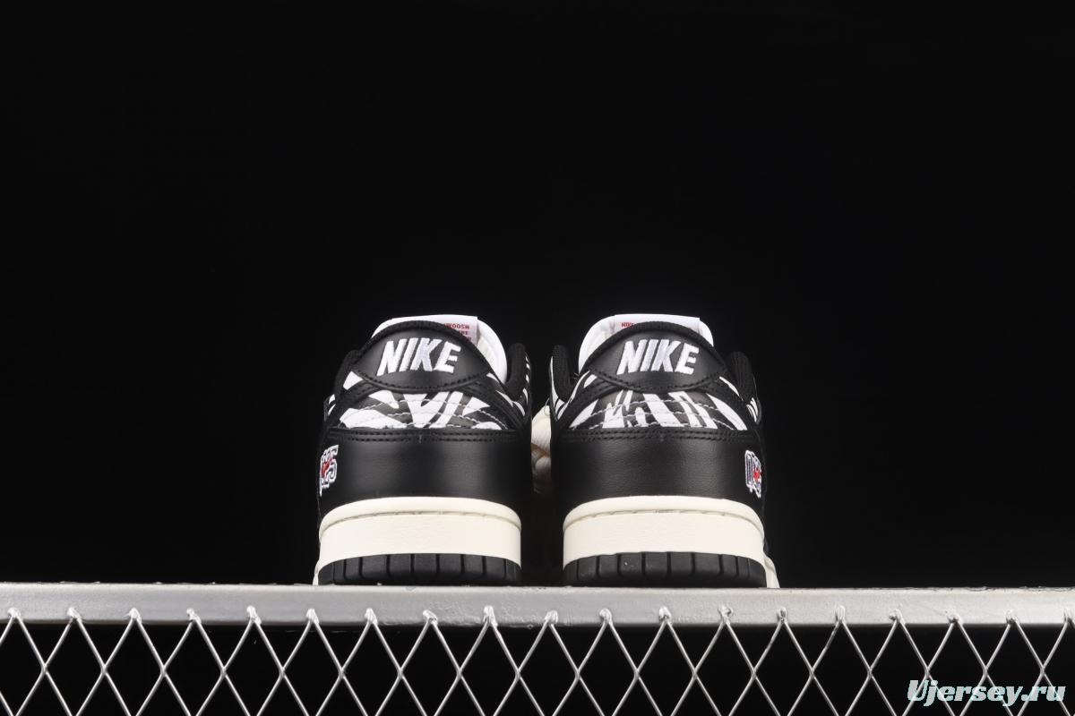 Quartersnacks x NIKE SB DUNK Zebra black and white zebra stripes joint style low-side sports and leisure board shoes DM3510-001