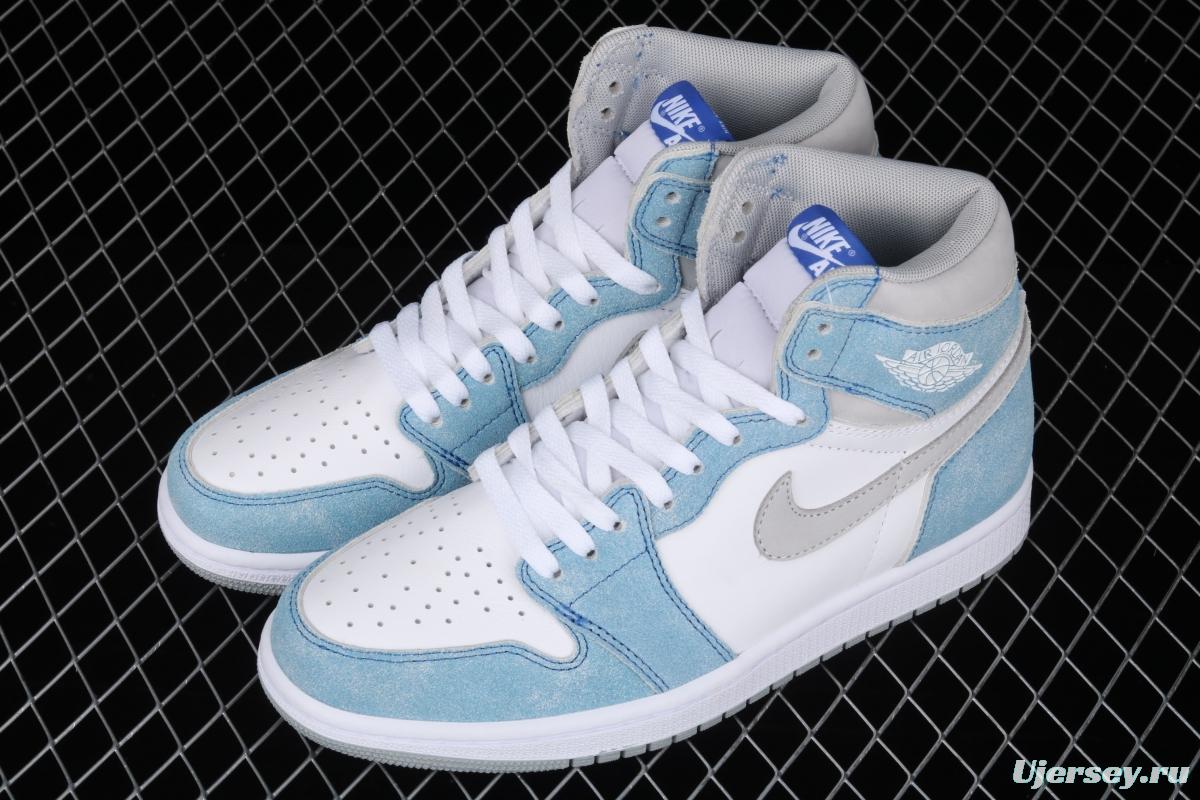 Air Jordan 1 Hyper Royal washed North Carolina high top basketball shoes 555088-402