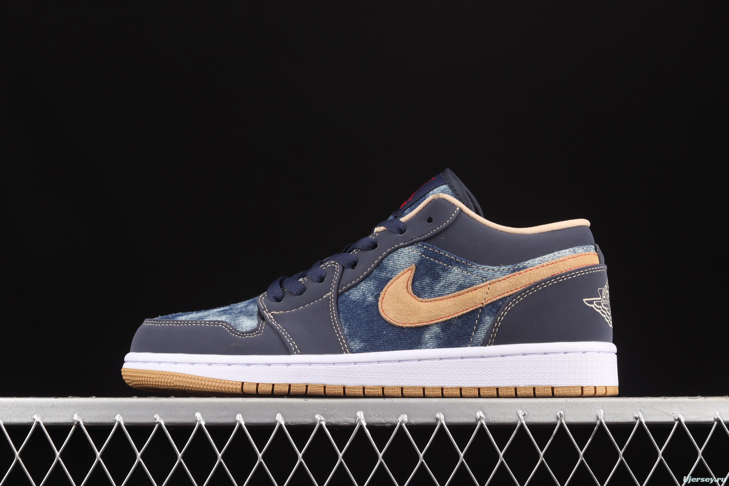 Air Jordan 1 Low dark blue denim low top basketball shoes DH1259-400