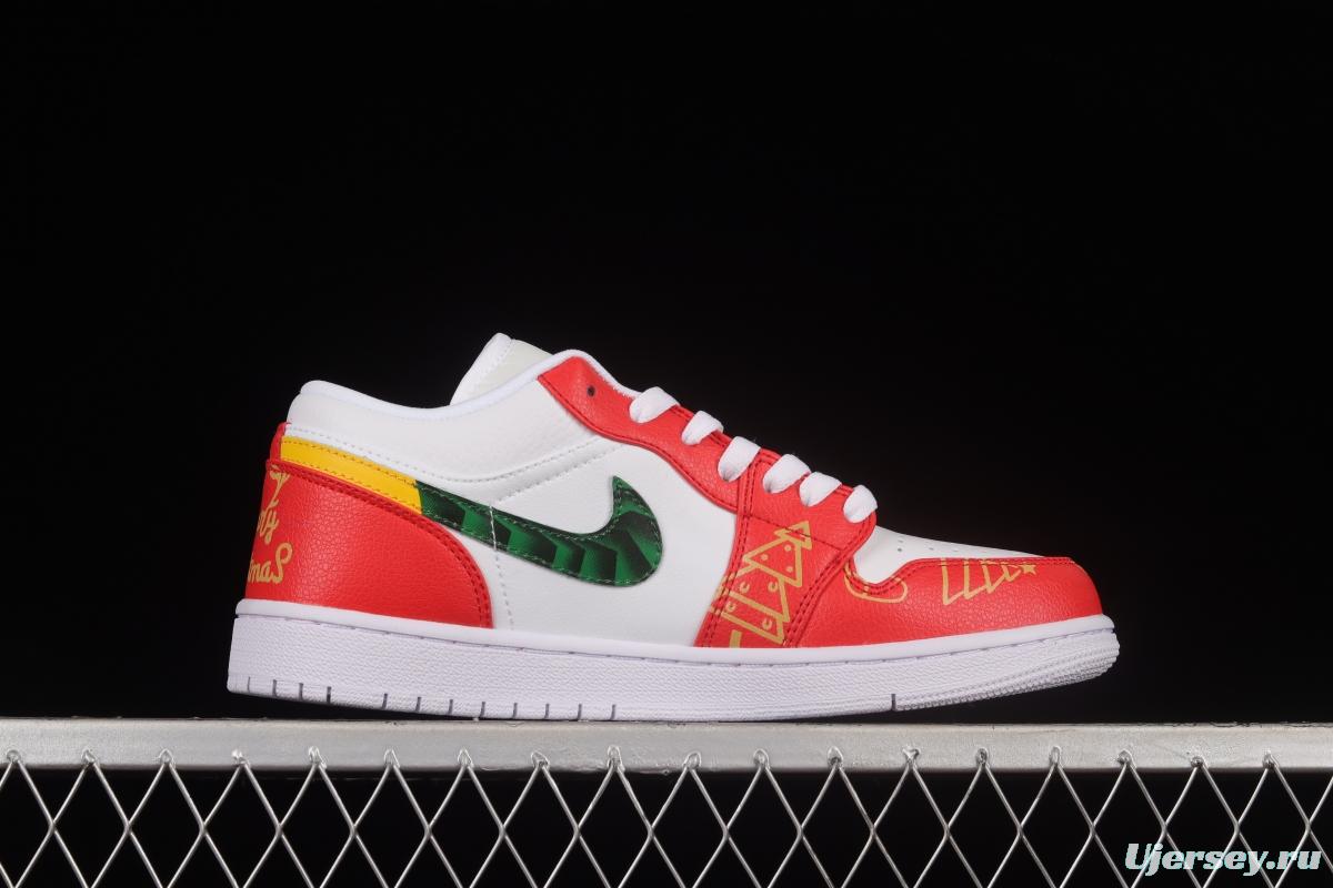 Air Jordan 1 Low Christmas Theme Custom Edition Sports Culture Basketball Shoes 553558-130