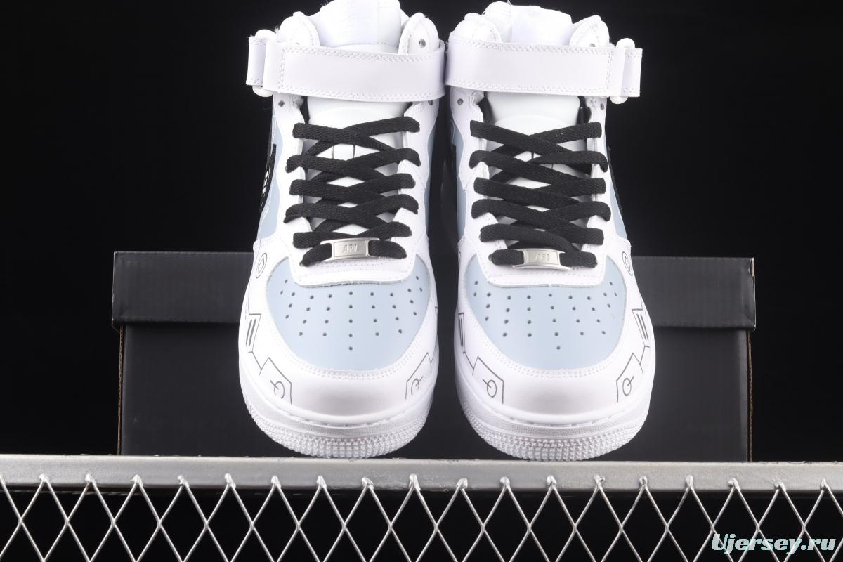 NIKE Air Force 11607 Mid PS5 video game theme black and white gray glossy shoes body upper casual board shoes CW2288-115